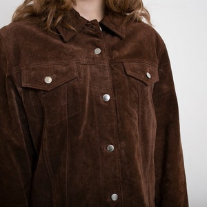 Vintage Suede Leather Shirt Jacket Brown 80s image 5