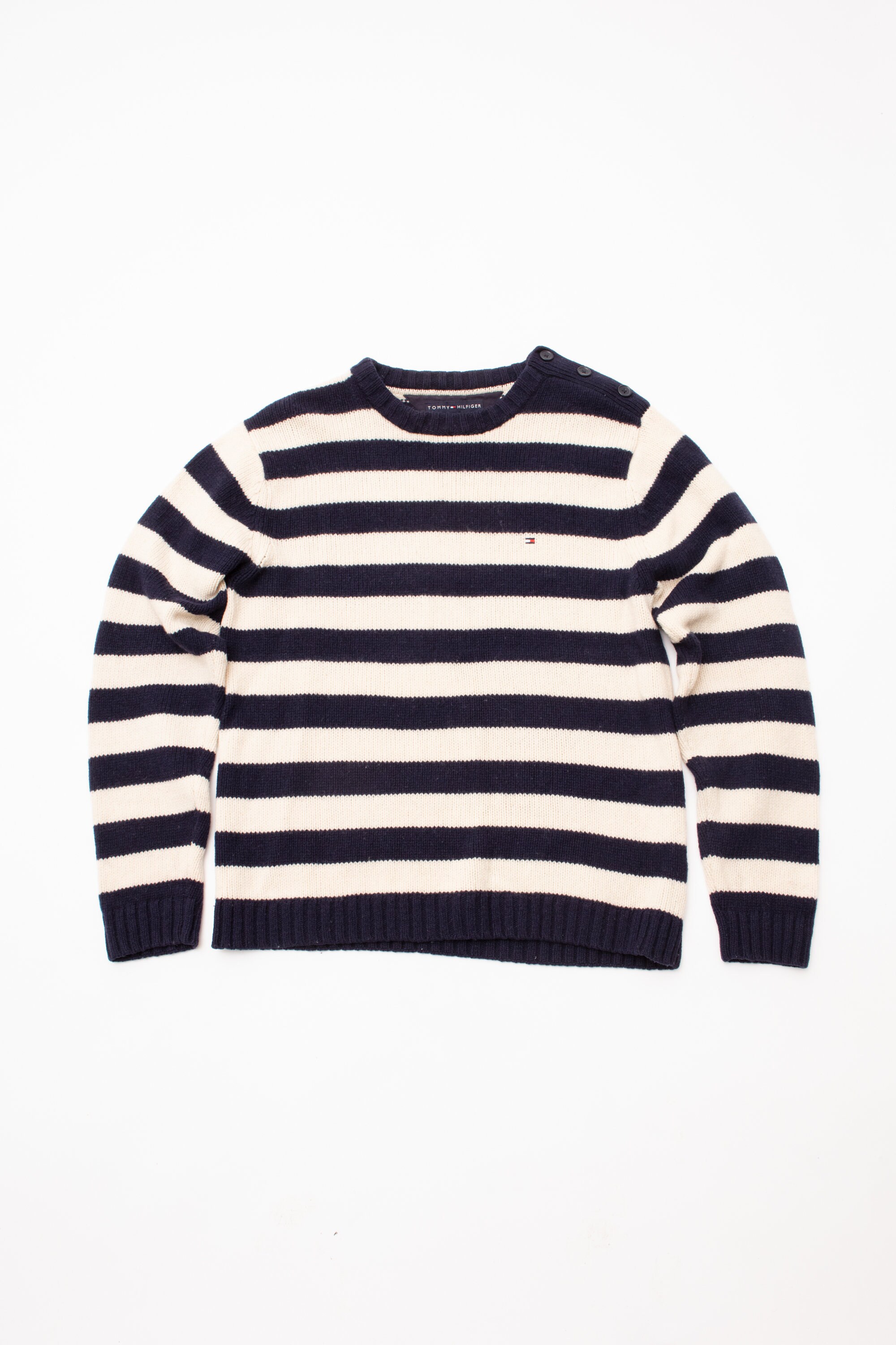 Vintage Tommy Hilfiger Sweater Wool Bold Stripe Blue White | Etsy