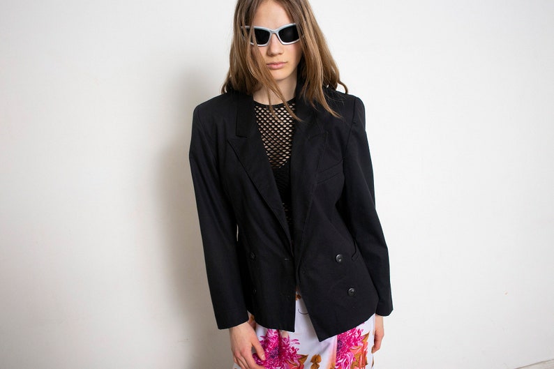 Vintage 90s Cropped Blazer Jacket Black image 4