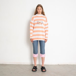 Vintage 90s Striped Sweater Embroidered