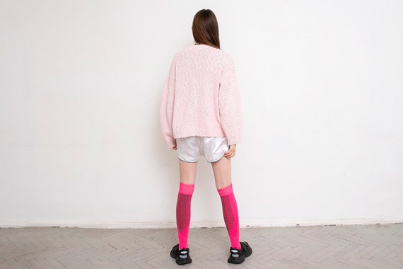 Vintage Cardigan Jacket Knitted Pastel Pink Flora… - image 2
