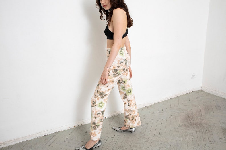 Vintage Floral Straight Leg Pants Trousers Summer 90s image 7