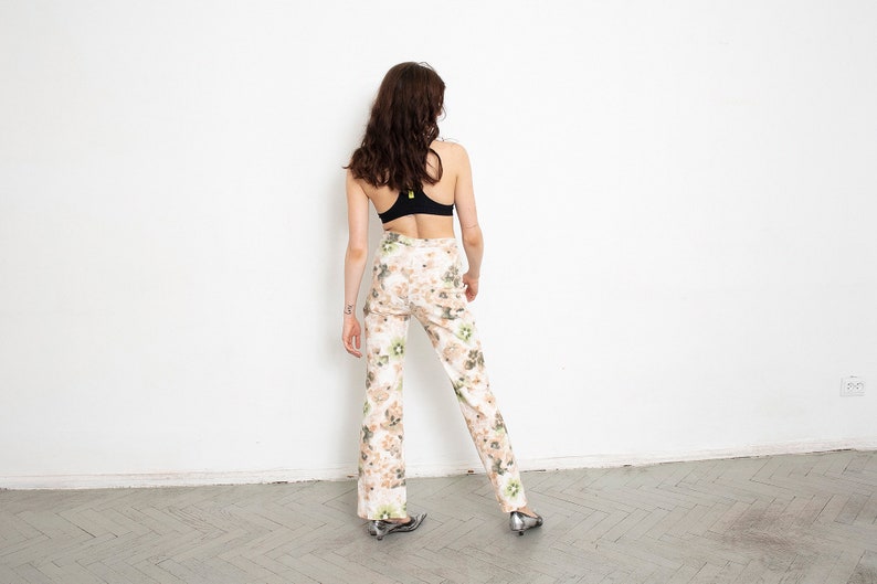 Vintage Floral Straight Leg Pants Trousers Summer 90s image 5