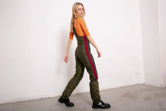 Vintage Ski Suit Suspenders Pants Overalls Snowsui