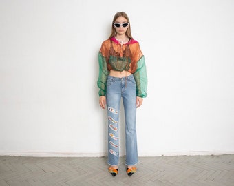 Vintage Y2k Mid Rise Distressed Jeans