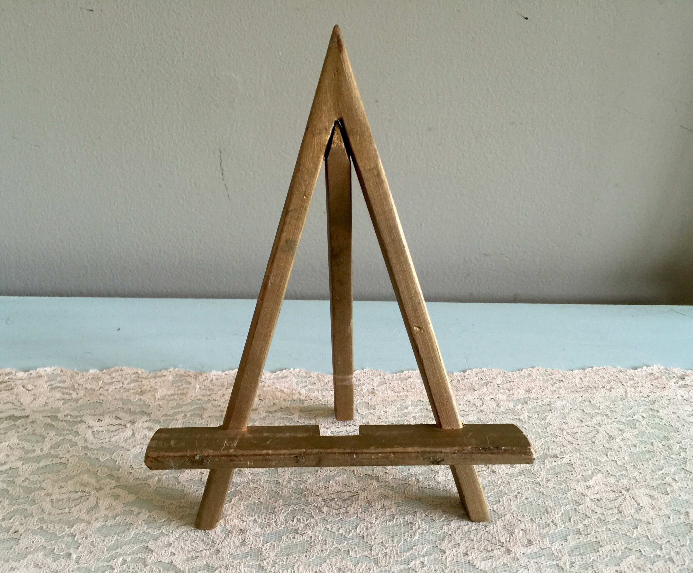 Small Gold wooden tabletop easel beautiful picture holder Etsy