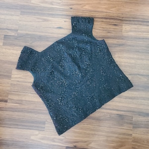 Gorgeous Vintage 1950s Black Lace Beaded and Embroidered Cropped Blouse by Moe Nathan / 50s Crop Top Floral Embroidery / Large