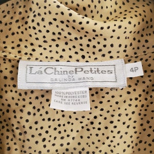 Vintage 1980s Cheetah Print Secretary Blouse by La Chine by Galinda Wang / Tan and Black Polka Dot 80s Shirt / Small image 7