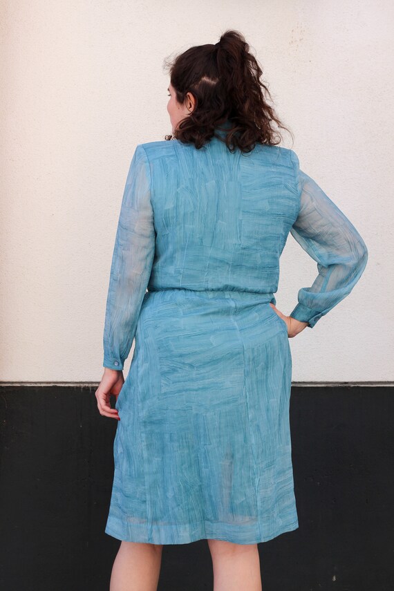 Vintage 1980s Teal Secretary Dress Petites by Wil… - image 4