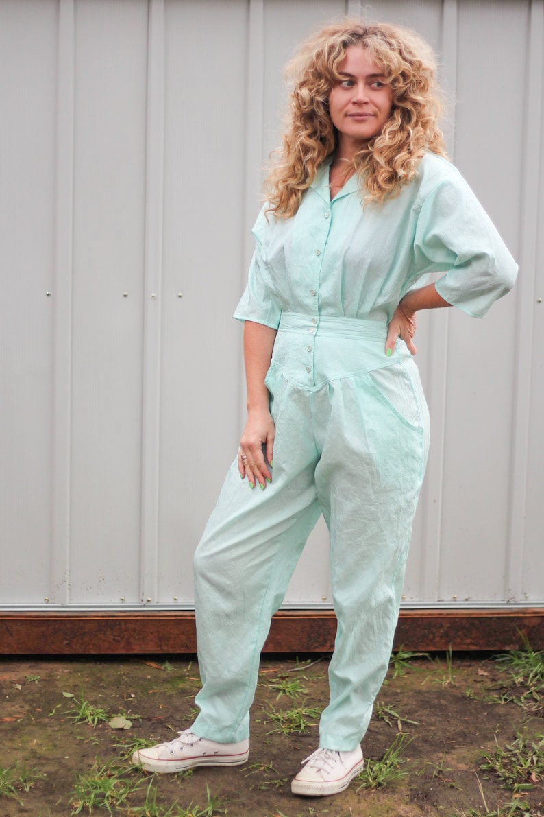 1990s Vintage Light Blue Jumpsuit - S