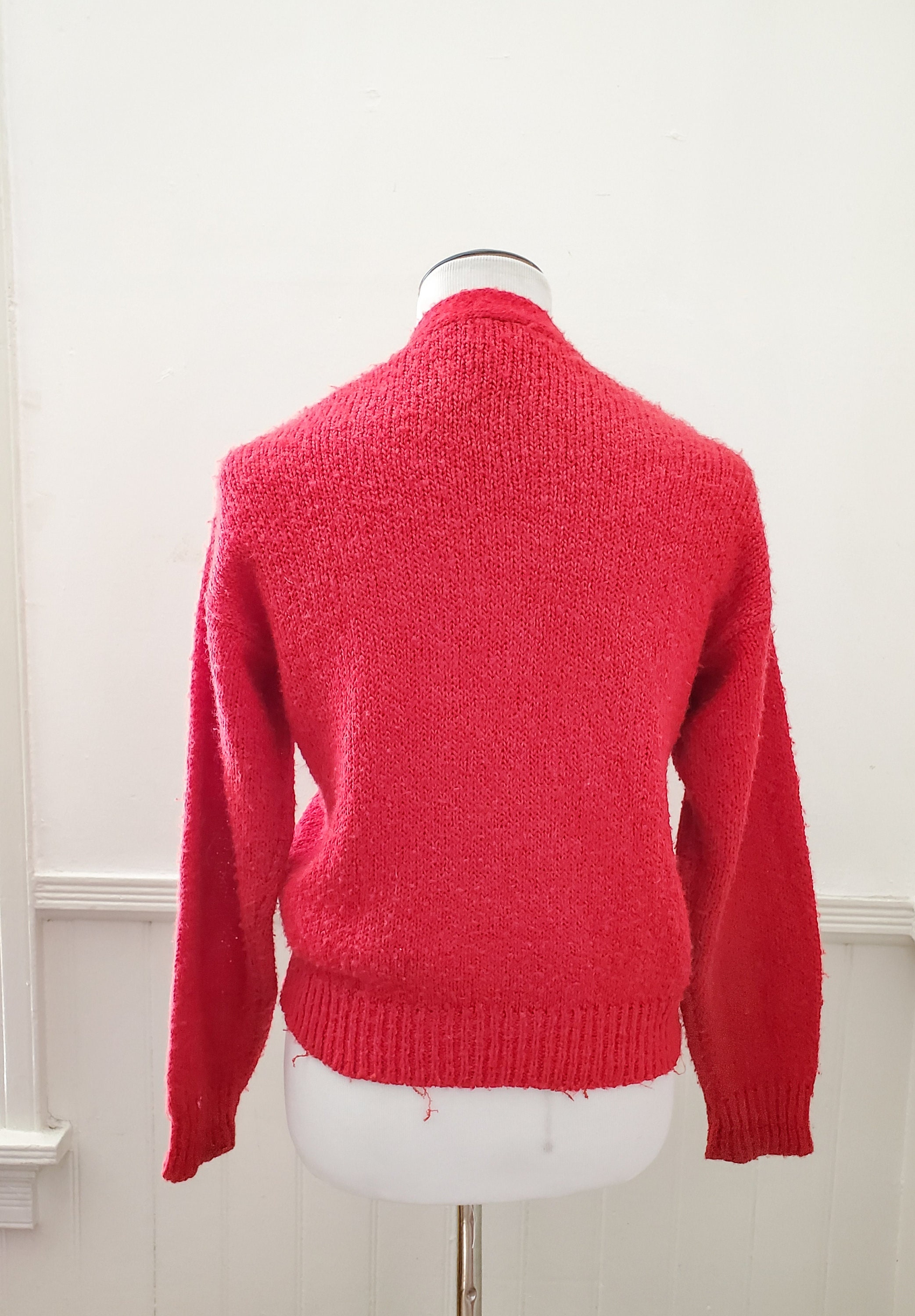 Vintage 1980s Cherry Red Small Cardigan Sweater by Victoria | Etsy