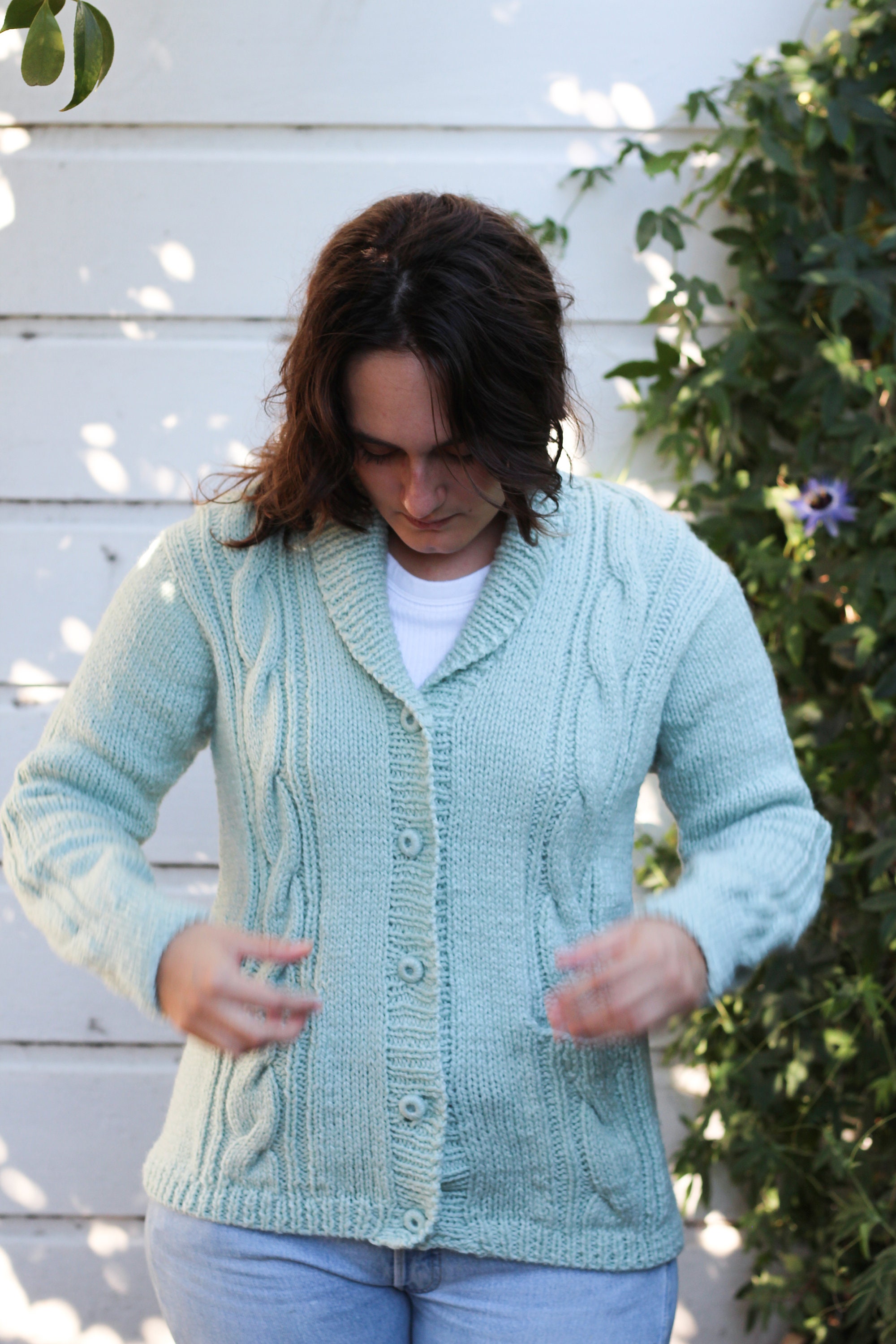 Vintage 1950s Baby Blue Hand Knit Braided Cardigan / Mid | Etsy