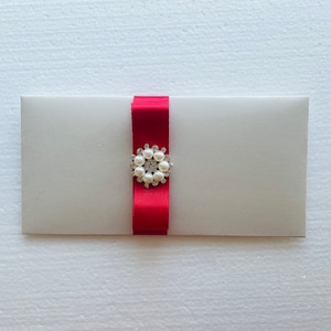 5 sobres bonitos para dinero, monedero artesanal con adornos para bodas y despedidas de soltera, porta billetes con cinta roja.
