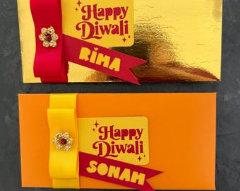 Sobre personalizado para dinero de Diwali, portamonedas Shagun con nombre personalizado, regalo para festivales indios