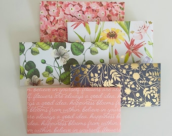 Handmade Floral Money Envelopes: Cash Gift Holders, Set of 5