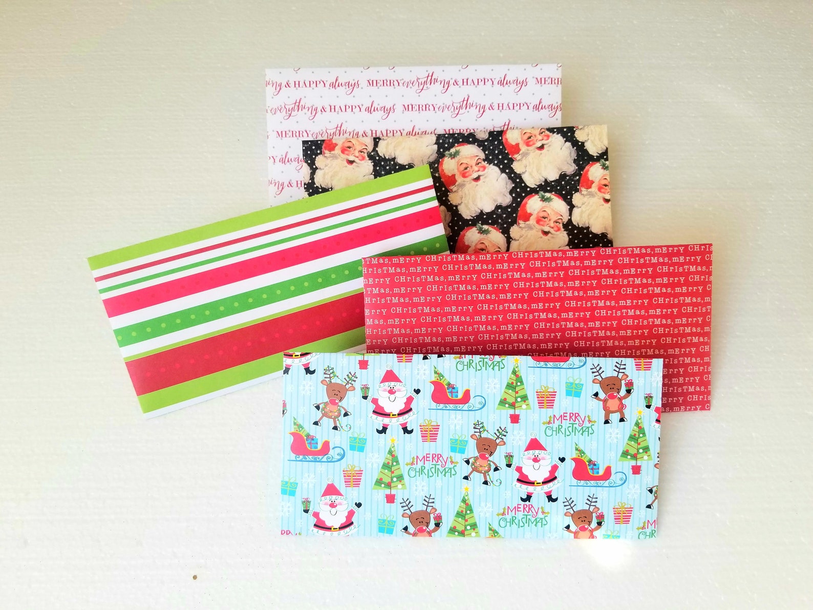 5 Christmas Money Envelopes Handmade Holiday Colorful Etsy