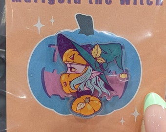 Pumpkin Witch Acrylic Pin