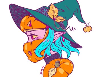 Pumpkin Knight Witch Holographic Sticker