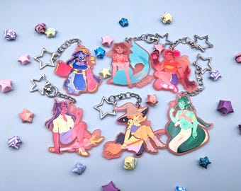 Monster Girl Frosted Pink Arcylic Charms Single Sided