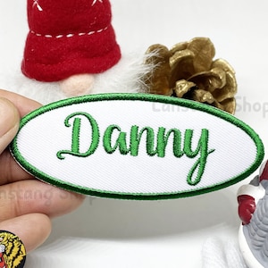 Custom Embroidered Name Patch: Retro Oval Iron-On Tag
