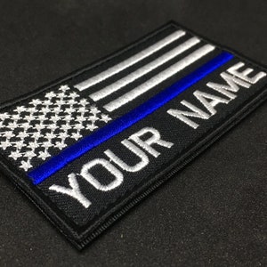 Thin Blue Line Name Tape with Hook Fastener