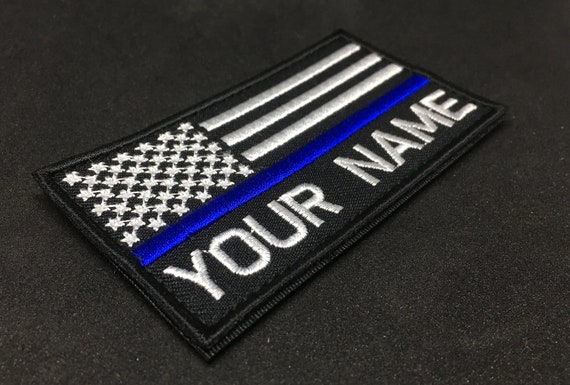 Personalized Thin Blue Line US Flag Patch: Custom Embroidered Name