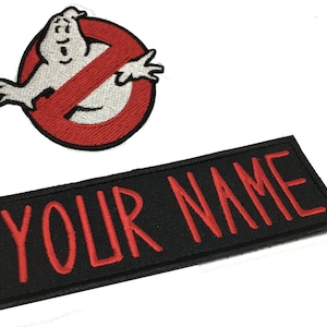 Set of Custom Ghostbusters Name Tag & No Ghost Logo Iron-On Patch | Personalized Ghostbusters Patch, Ghostbusters name patch
