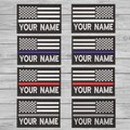 Personalized US Flag Patch: Thin Stripe Line, Custom Name (2x3 in) product logo