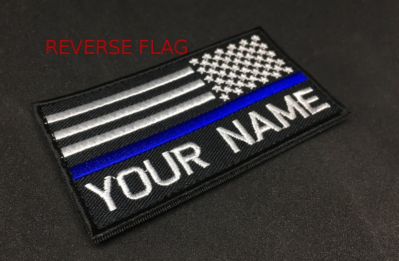 Personalized Thin Blue Line US Flag Patch: Custom Embroidered Name bild 3