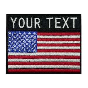 Customized Embroidered USA Flag Tactical Military Name Patch Personalized Text, Hook Fastener,Iron-on, Size 3.58Wx2.88H
