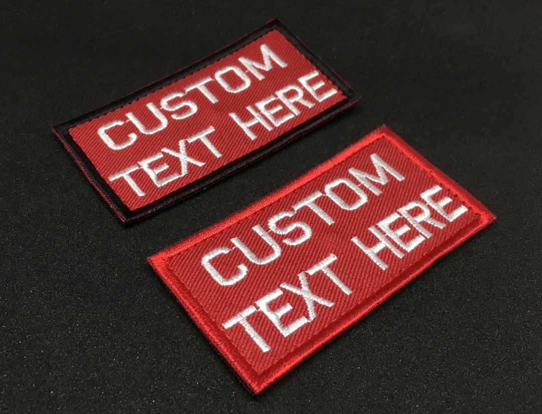Personalized Custom 2 Line Lettering Name Patch | Red | Hook Backing ...