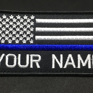 Personalized Thin Blue Line US Flag Patch: Custom Embroidered Name bild 2