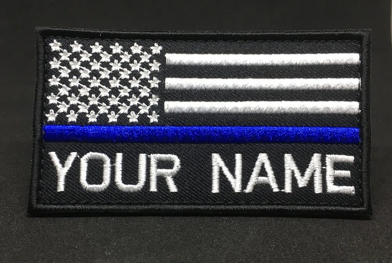 Personalized Custom Name Tape Thin Blue Line USA Flag Patch Etsy