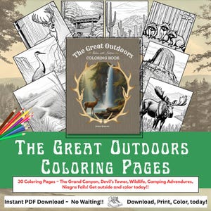 Nature Coloring Book: 30 Printable Outdoor Scenes (Digital Download)