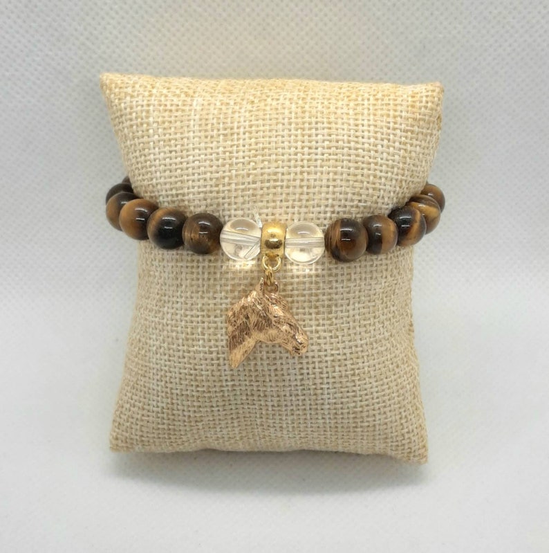 Natural Stones and Golden Plated Horse Bracelet