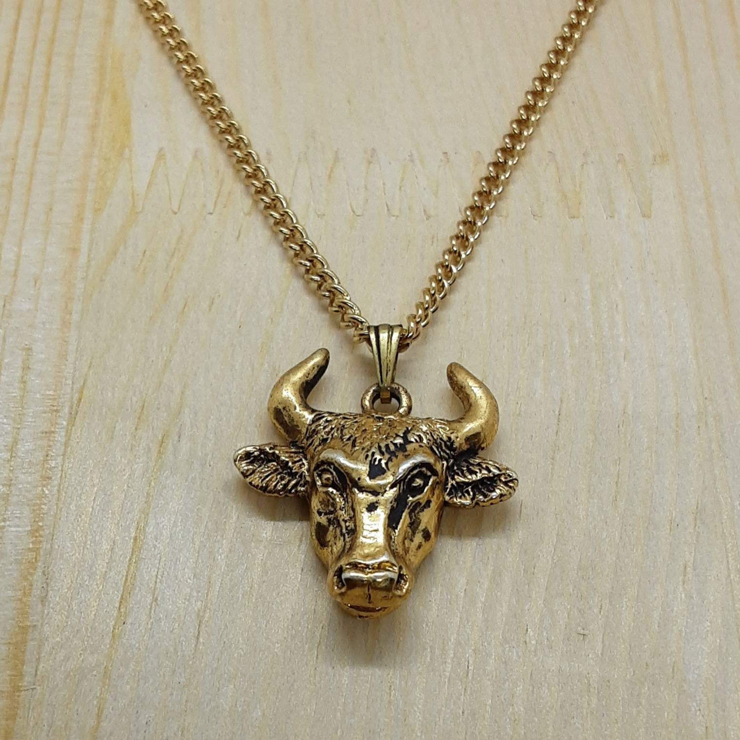Taurus Plated Golden Plate Chain Necklace Grand Model | Etsy