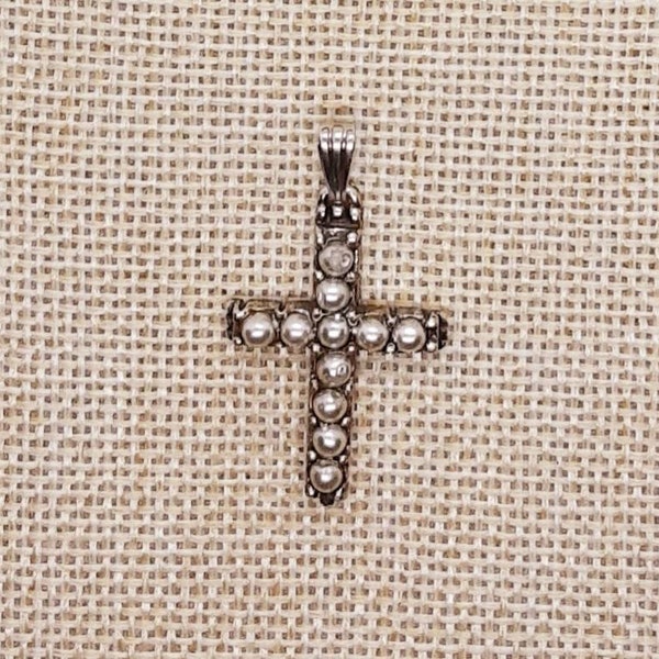 Croix Arlésienne Plaqué Argent Perles Nacre