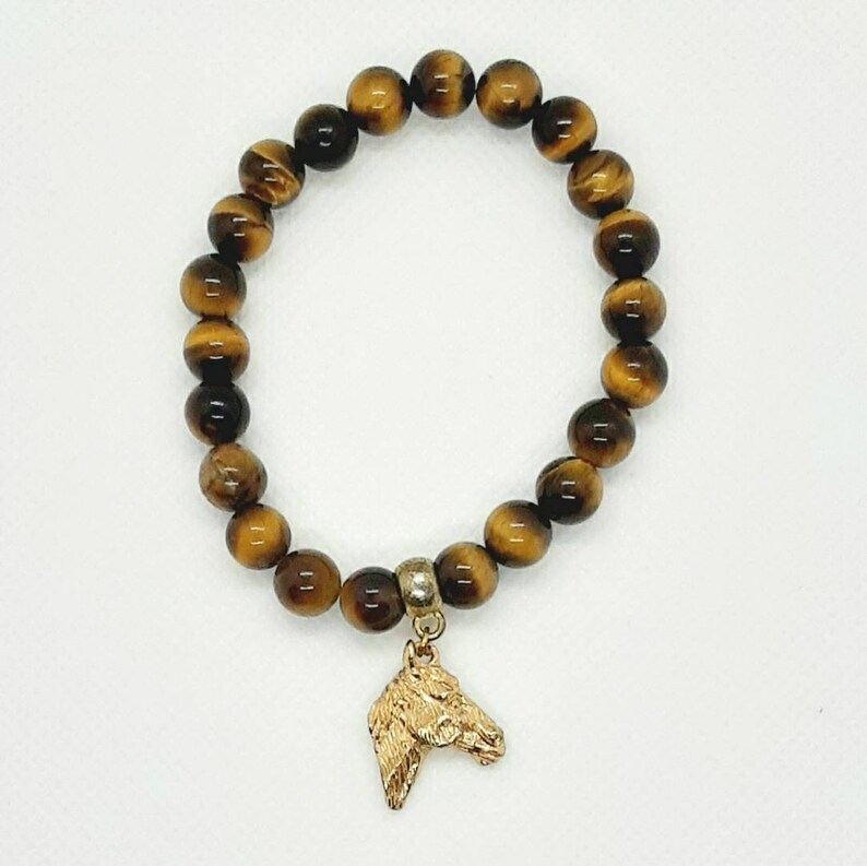 Natural Stones and Golden Plated Horse Bracelet