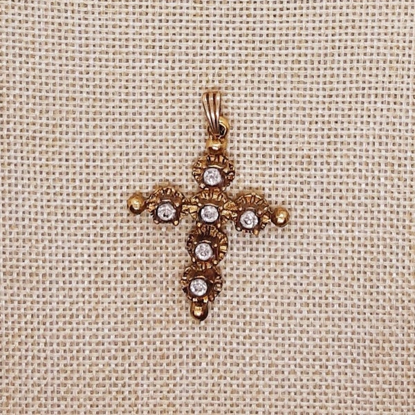 Croix Arlésienne Plaqué Doré Petite Taille Strass