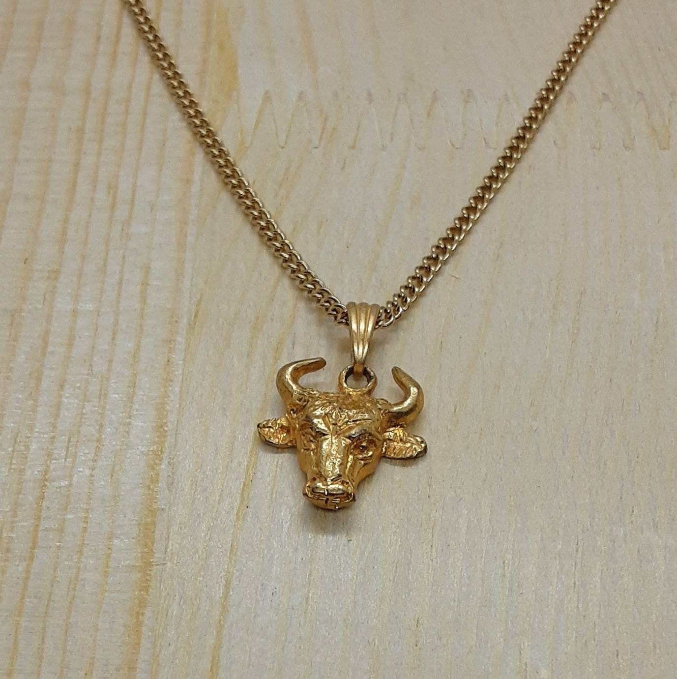 Taurus Pendant Chain Necklace Golden Plated Small Model | Etsy