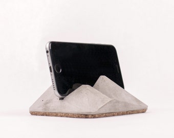 Modern smartphone stand, concrete tablet holder,  iPad and iPhone stand