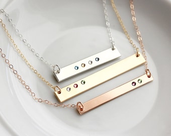 Birthstone Bar Necklace • Birthstone Necklace for Mom • Gold Bar Necklace • Birthstone Jewelry • Birthstone Bar • Personalized Gift Mom TBR1