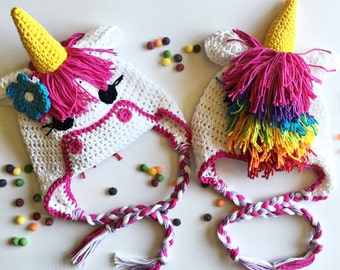 Crochet Pattern Unicorn Earflap or Beanie Hat AngelsChest - Pattern No. 71