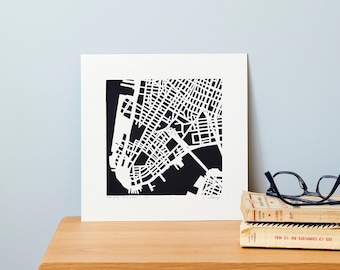 New York City Neighborhood Hand Cut Map Original Artwork