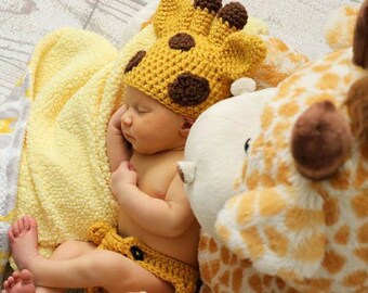 CROCHET PATTERN: Newborn Giraffe Set - Baby Giraffe Crochet Pattern - Animal Crochet Pattern - Giraffe Photo Prop - Newborn Giraffe Costume