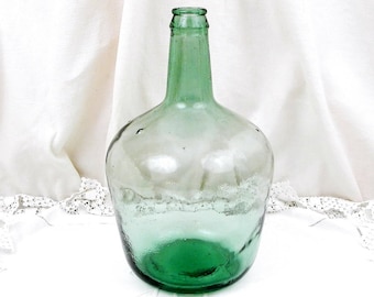 Vintage 4 Liters  / 1.05 Gallons Liters French Green Glass Demijohn, French Country Decor, Rustic, Dame Jeanne, Vase, Shabby, Chic, Chateau
