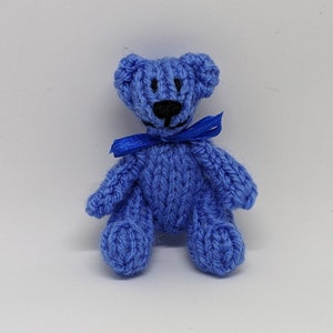 Hand Knit 7 cm Blue Teddy Bear Miniature For Him For Her Gift Present Birthday Collectable Decoration Christmas Dollhouse Dolls Teddies