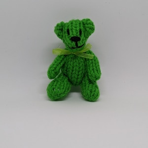 Hand Knit 7 cm Green Teddy Bear Miniature For Him For Her Gift Present Birthday Collectable Decoration Christmas Dollhouse Dolls
