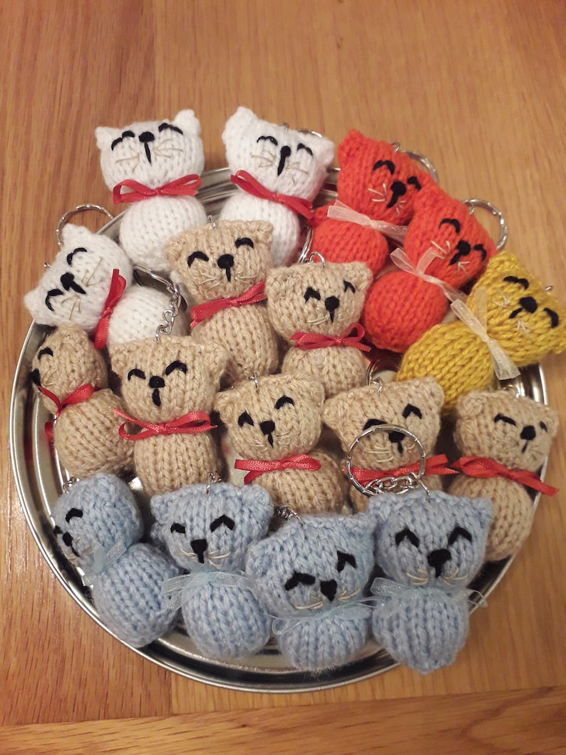 Cute Hand Knitted Cat Keyrings Keychains 9 cm Etsy