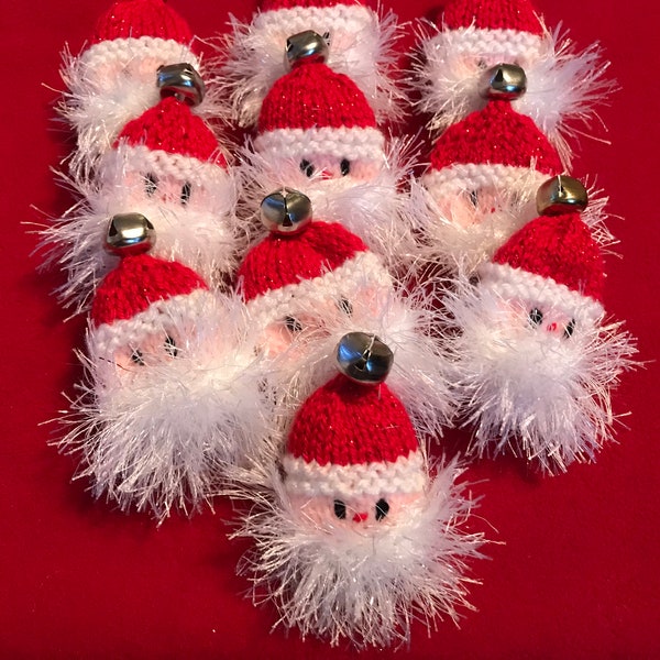 Hand Knit Santa Head Badge Gift Present Birthday Collectable Decoration Christmas Lapel Party Dress Up Novelty